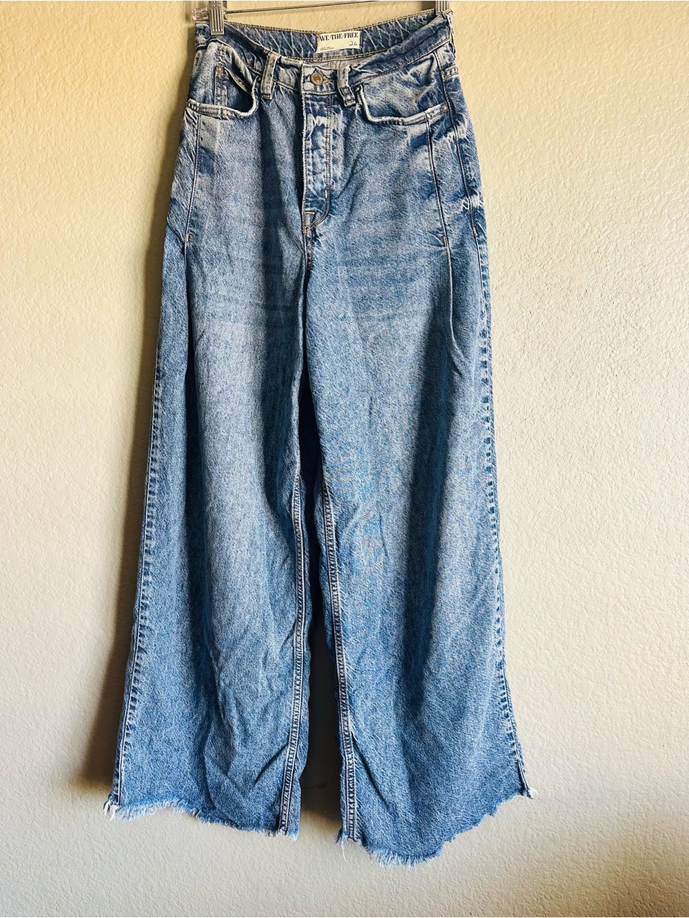 We The Free Old West Slouchy Light Blue Wide-Leg Denim Jeans